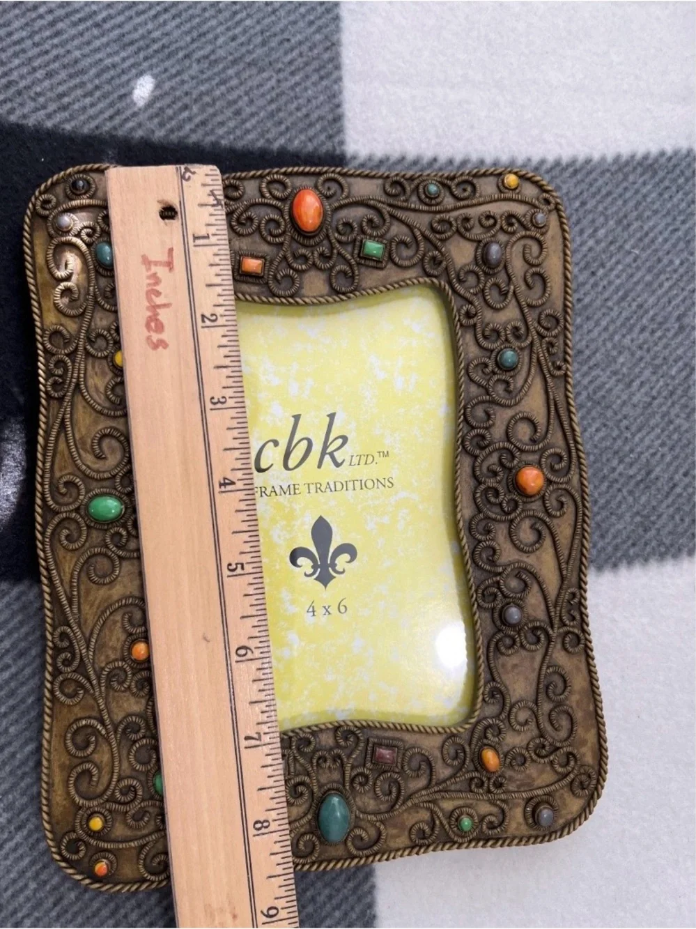 Vintage 3D Beaded Multi-Color Ornate Resin 4x6 Picture Frame
